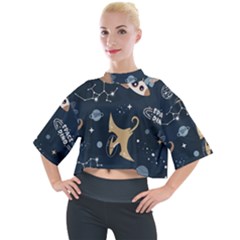 Space Theme Art Pattern Design Wallpaper Mock Neck Tee by Simbadda