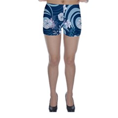 Flowers Pattern Floral Ocean Abstract Digital Art Skinny Shorts by Simbadda