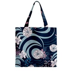 Flowers Pattern Floral Ocean Abstract Digital Art Zipper Grocery Tote Bag by Simbadda