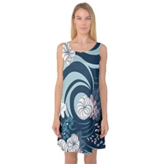 Flowers Pattern Floral Ocean Abstract Digital Art Sleeveless Satin Nightdress by Simbadda