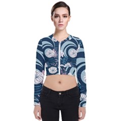 Flowers Pattern Floral Ocean Abstract Digital Art Long Sleeve Zip Up Bomber Jacket by Simbadda