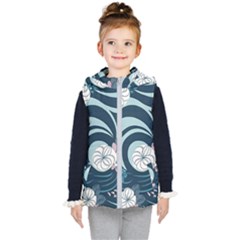 Flowers Pattern Floral Ocean Abstract Digital Art Kids  Hooded Puffer Vest by Simbadda