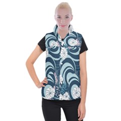 Flowers Pattern Floral Ocean Abstract Digital Art Women s Button Up Vest by Simbadda