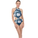 Flowers Pattern Floral Ocean Abstract Digital Art Halter Side Cut Swimsuit View1