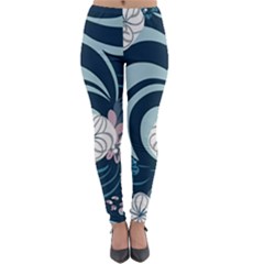 Flowers Pattern Floral Ocean Abstract Digital Art Lightweight Velour Leggings by Simbadda