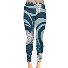 Flowers Pattern Floral Ocean Abstract Digital Art Inside Out Leggings by Simbadda