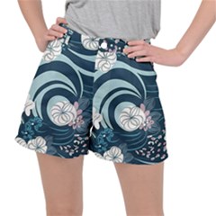 Flowers Pattern Floral Ocean Abstract Digital Art Women s Ripstop Shorts by Simbadda