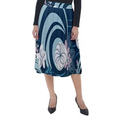 Flowers Pattern Floral Ocean Abstract Digital Art Classic Velour Midi Skirt  by Simbadda