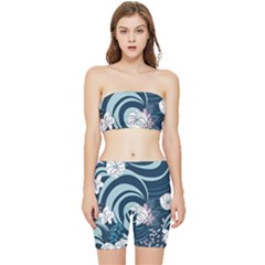 Flowers Pattern Floral Ocean Abstract Digital Art Stretch Shorts And Tube Top Set by Simbadda