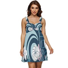 Flowers Pattern Floral Ocean Abstract Digital Art Ruffle Strap Babydoll Chiffon Dress