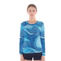 Ocean Waves Sea Abstract Pattern Water Blue Women s Long Sleeve Tee View1