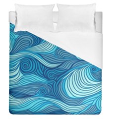 Ocean Waves Sea Abstract Pattern Water Blue Duvet Cover (queen Size) by Simbadda