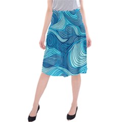 Ocean Waves Sea Abstract Pattern Water Blue Midi Beach Skirt by Simbadda