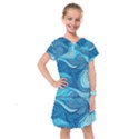 Ocean Waves Sea Abstract Pattern Water Blue Kids  Drop Waist Dress View1