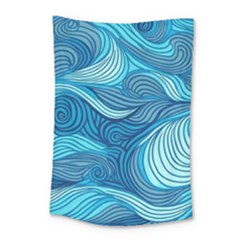 Ocean Waves Sea Abstract Pattern Water Blue Small Tapestry by Simbadda