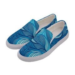 Ocean Waves Sea Abstract Pattern Water Blue Women s Canvas Slip Ons by Simbadda