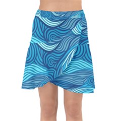 Ocean Waves Sea Abstract Pattern Water Blue Wrap Front Skirt by Simbadda