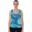 Ocean Waves Sea Abstract Pattern Water Blue Velvet Tank Top View1