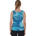 Ocean Waves Sea Abstract Pattern Water Blue Velvet Tank Top View2