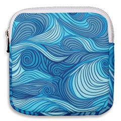 Ocean Waves Sea Abstract Pattern Water Blue Mini Square Pouch by Simbadda