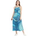 Ocean Waves Sea Abstract Pattern Water Blue Boho Sleeveless Summer Dress View1