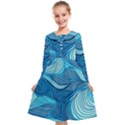 Ocean Waves Sea Abstract Pattern Water Blue Kids  Midi Sailor Dress View1