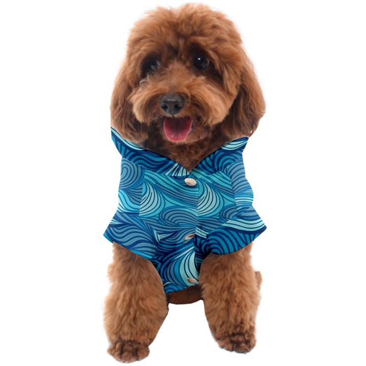 Ocean Waves Sea Abstract Pattern Water Blue Dog Coat