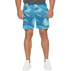 Ocean Waves Sea Abstract Pattern Water Blue Men s Runner Shorts by Simbadda