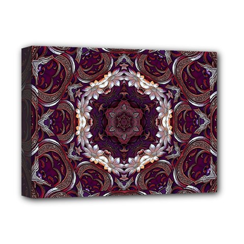 Rosette Kaleidoscope Mosaic Abstract Background Deluxe Canvas 16  X 12  (stretched)  by Simbadda