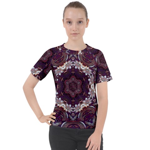 Rosette Kaleidoscope Mosaic Abstract Background Women s Sport Raglan Tee by Simbadda