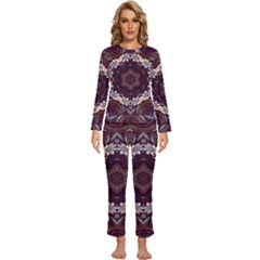 Rosette Kaleidoscope Mosaic Abstract Background Womens  Long Sleeve Lightweight Pajamas Set by Simbadda