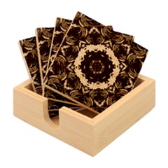 Rosette Kaleidoscope Mosaic Abstract Background Bamboo Coaster Set by Simbadda