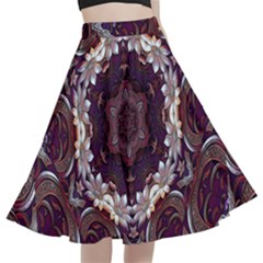 Rosette Kaleidoscope Mosaic Abstract Background A-line Full Circle Midi Skirt With Pocket by Simbadda