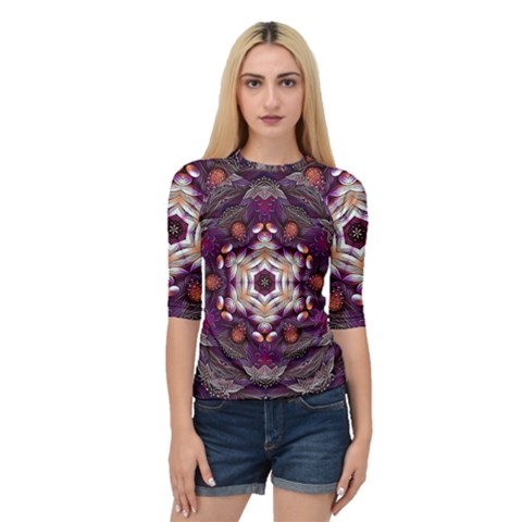 Rosette Kaleidoscope Mosaic Abstract Background Art Quarter Sleeve Raglan Tee by Simbadda