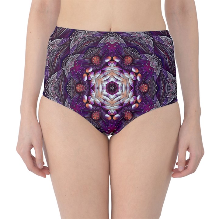 Rosette Kaleidoscope Mosaic Abstract Background Art Classic High-Waist Bikini Bottoms