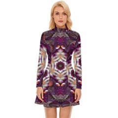 Rosette Kaleidoscope Mosaic Abstract Background Art Long Sleeve Velour Longline Dress