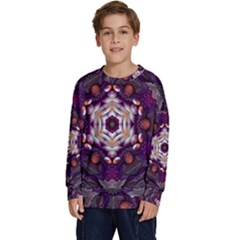 Rosette Kaleidoscope Mosaic Abstract Background Art Kids  Crewneck Sweatshirt