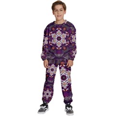 Rosette Kaleidoscope Mosaic Abstract Background Art Kids  Sweatshirt set