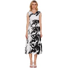 Culture  V-neck Drawstring Shoulder Sleeveless Maxi Dress