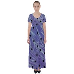 Hand Painted Branches With Collage Wood Bloom In Peace High Waist Short Sleeve Maxi Dress