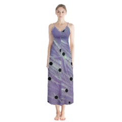 Hand Painted Branches With Collage Wood Bloom In Peace Button Up Chiffon Maxi Dress by pepitasart