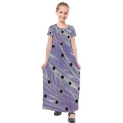 Hand Painted Branches With Collage Wood Bloom In Peace Kids  Short Sleeve Maxi Dress by pepitasart