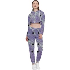 Hand Painted Branches With Collage Wood Bloom In Peace Cropped Zip Up Lounge Set by pepitasart