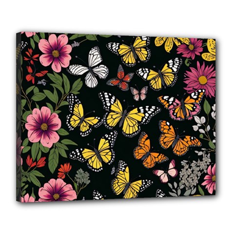 Flowers Butterfly Blooms Flowering Spring Canvas 20  X 16  (stretched) by Simbadda