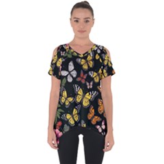 Flowers Butterfly Blooms Flowering Spring Cut Out Side Drop Tee by Simbadda