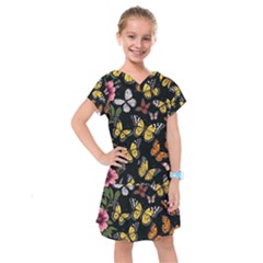 Flowers Butterfly Blooms Flowering Spring Kids  Drop Waist Dress by Simbadda