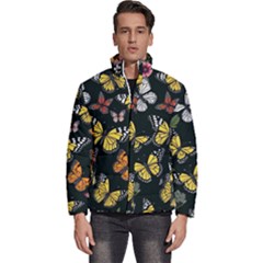 Flowers Butterfly Blooms Flowering Spring Men s Puffer Bubble Jacket Coat by Simbadda