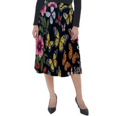 Flowers Butterfly Blooms Flowering Spring Classic Velour Midi Skirt  by Simbadda