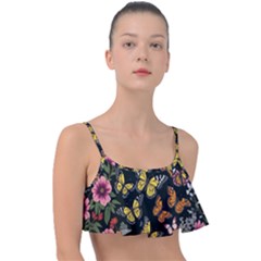 Flowers Butterfly Blooms Flowering Spring Frill Bikini Top by Simbadda