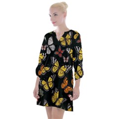 Flowers Butterfly Blooms Flowering Spring Open Neck Shift Dress by Simbadda